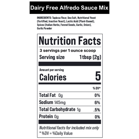 Vegan Alfredo Sauce Mix - 12 Batches, No Nuts, Soy or Gluten