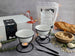 Vegan Fondue Party of Two Gift Box - Ceramic Fondue Pots, Metal Dipping Forks, Dairy Free Fondue Mix (12 Batches)